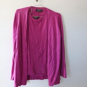Purple Jones New York silk & cashmere cardigan with matching tank top